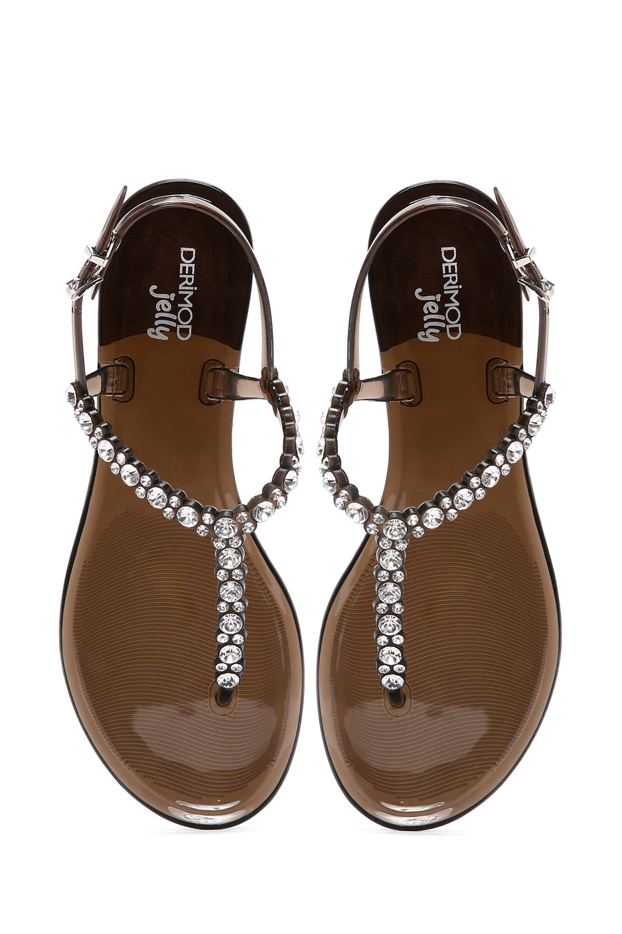 Women's Black Jelly Sandals with Stones