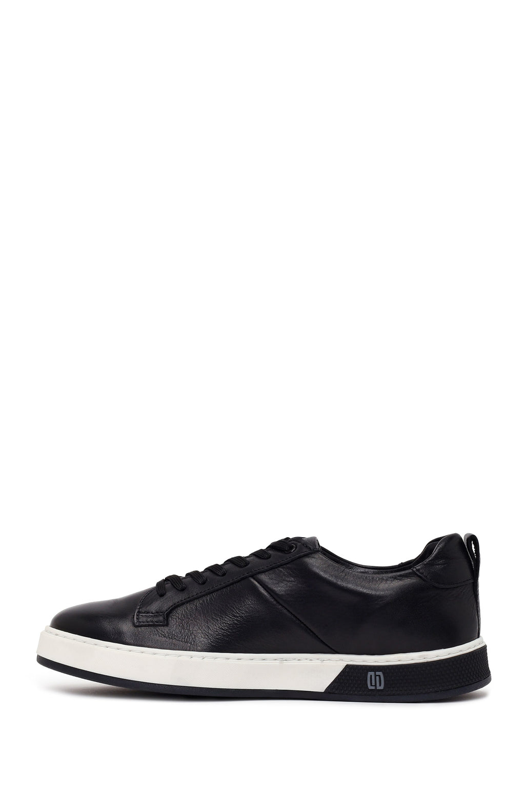 Erkek Siyah Bağcıklı Deri Sneaker