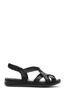 Women's Black Leather Comfort Sandals | Derimod
