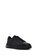 Erkek Siyah Bağcıklı Kalın Tabanlı Deri Sneaker | Derimod