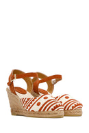 Kastamonu Stone Print Women's Taba Patterned Wedge Heeled Espadrille Sandals | Derimod