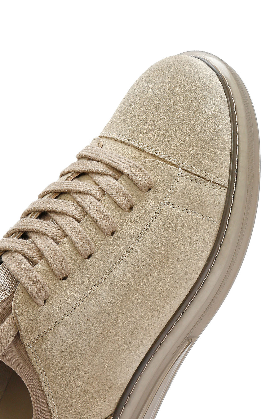 Erkek Bej Bağcıklı Süet Deri Sneaker