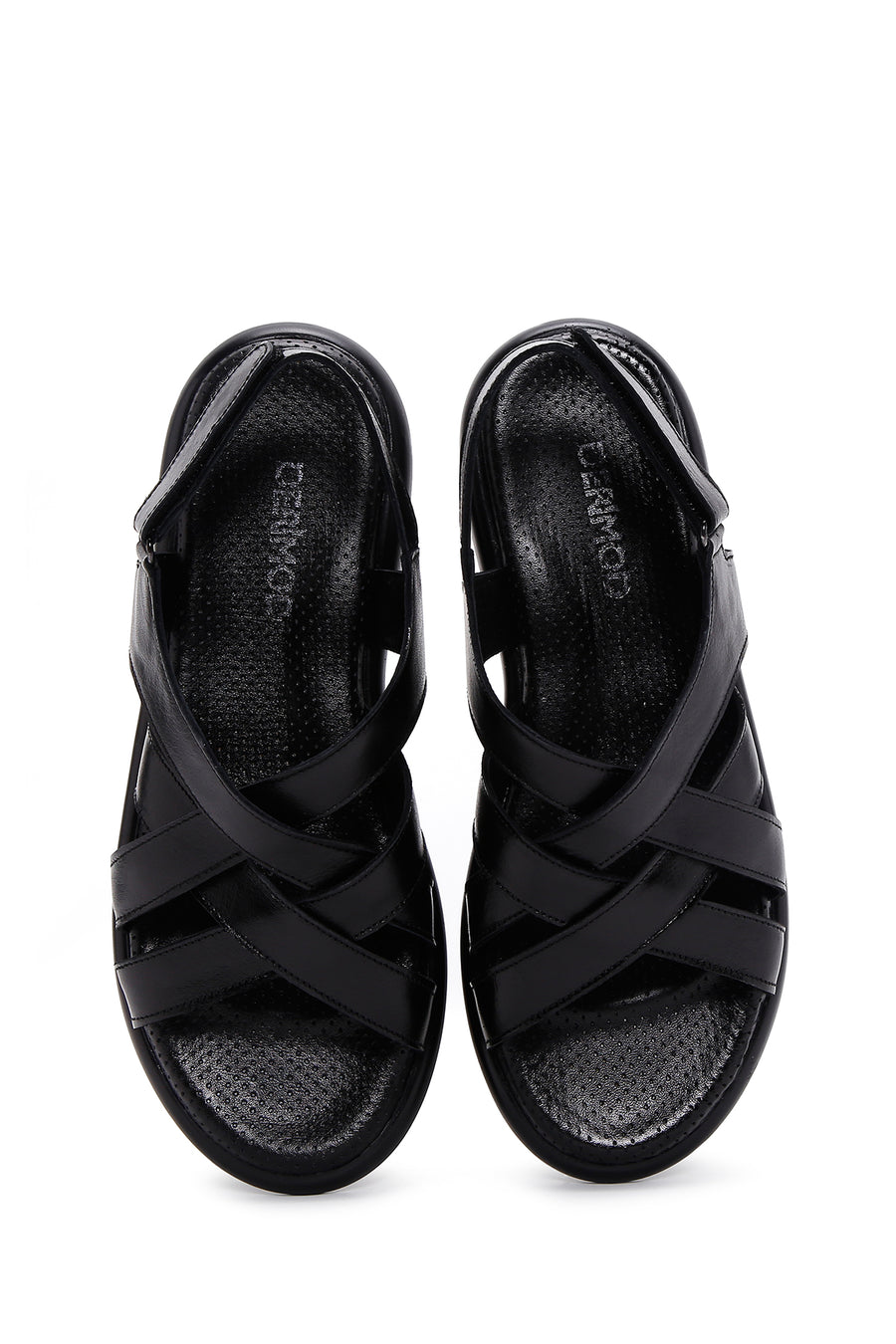 Kadın Siyah Deri Comfort Sandalet