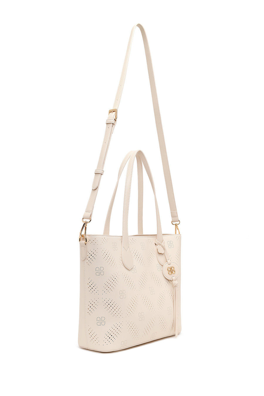 Woman Cream Long Strap Printed Shoulder Bag