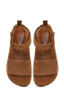 Women's Tan Thick-Soled Suede Sandals | Derimod