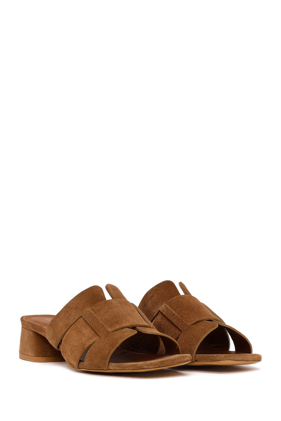 Woman Mink Thick-Heeled Suede Slipper