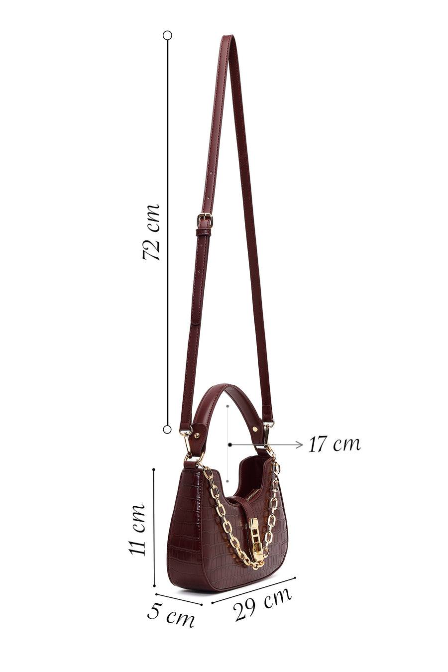 Woman Bardo Long Strap Crocodile-Embossed Shoulder Bag