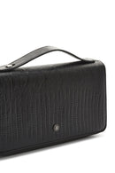 Men's Black Patterned Leather Wallet | Derimod