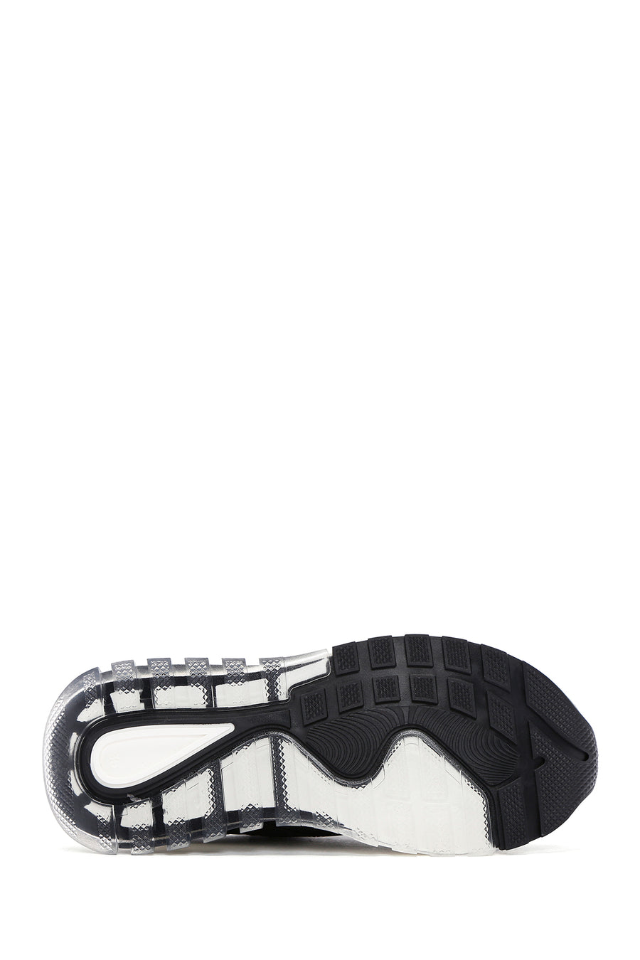 Women's Black Lace-up Thick-Sole Sports Sneaker