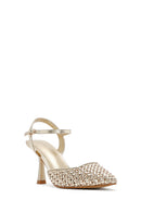 Women's Gold Ankle Buckle Braided Thin Heeled Shoes | Derimod