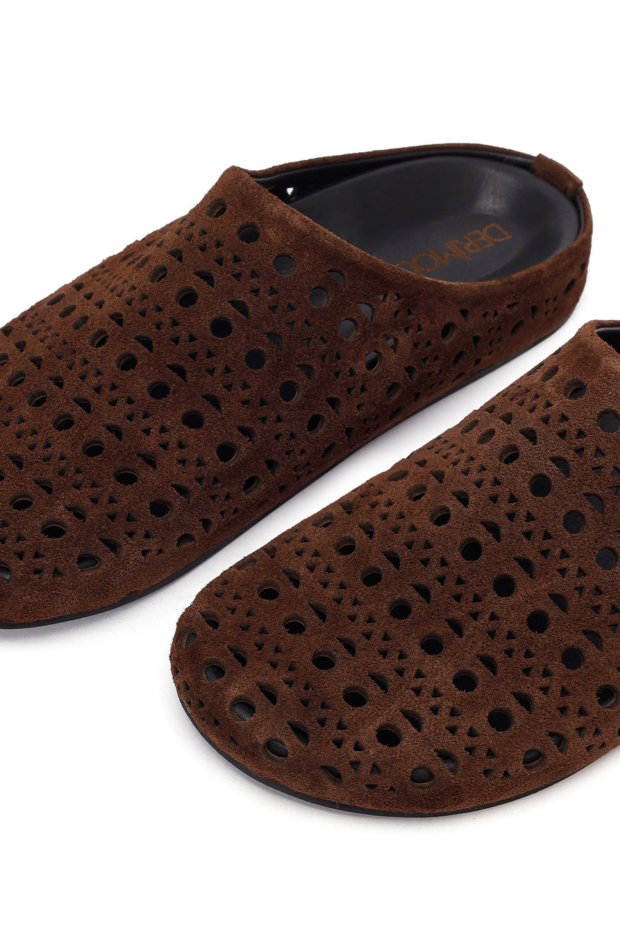 Women's Brown Patterned Suede Leather Slippers