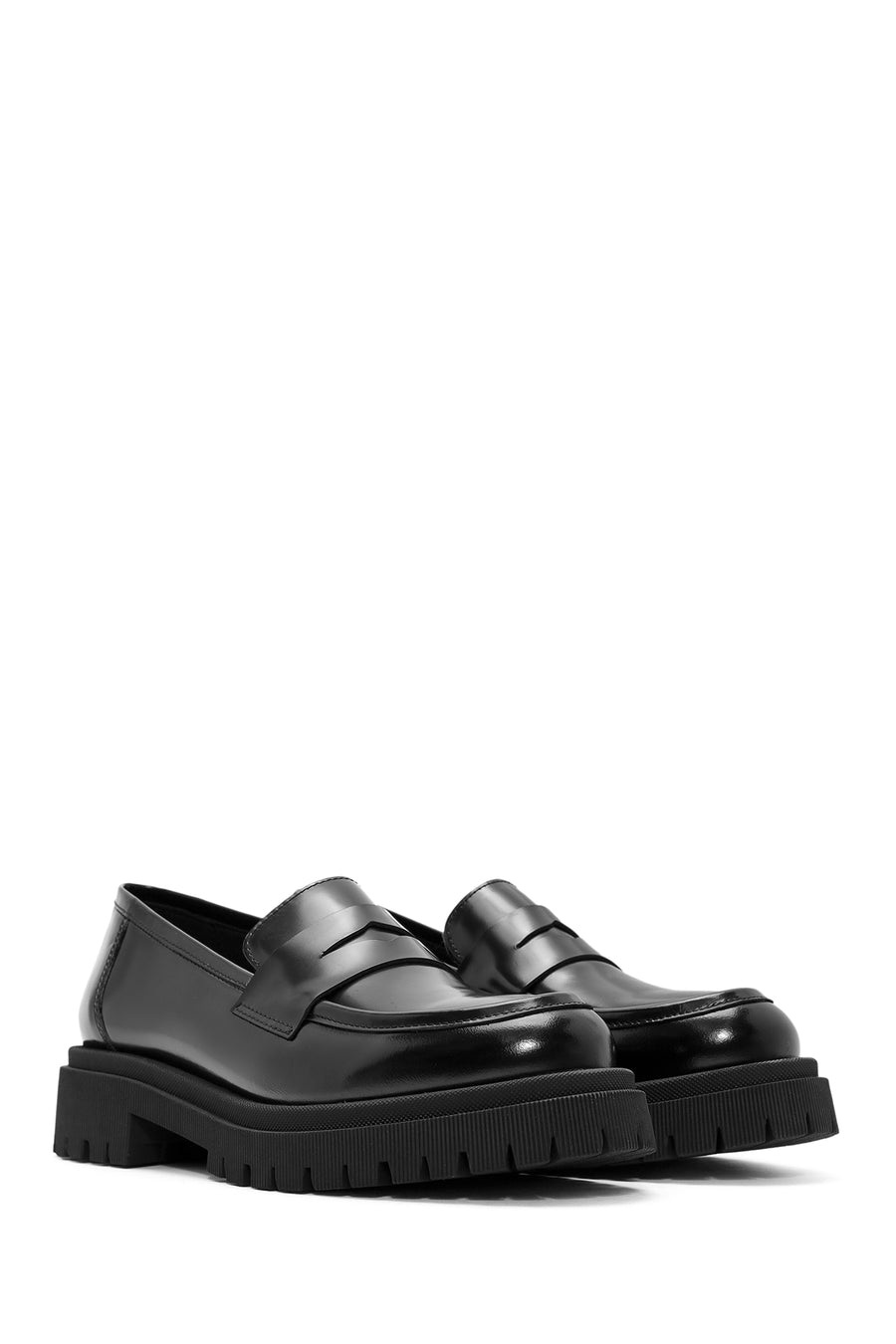 
Women's Black Thick Sole Leather Loafer

