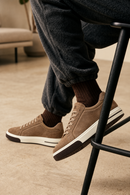 Erkek Vizon Bağcıklı Kalın Tabanlı Süet Deri Sneaker | Derimod