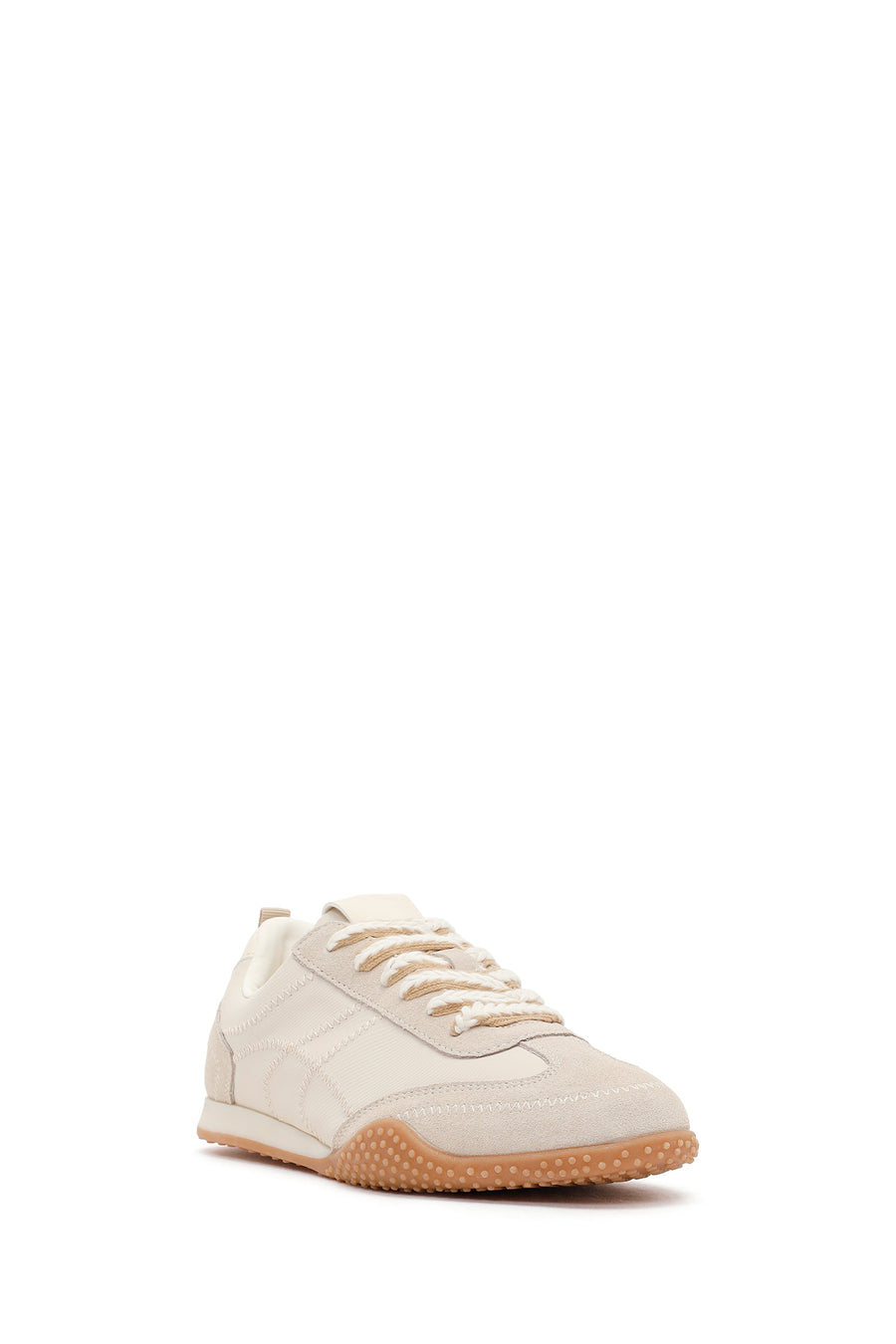 Kadın Krem Bağcıklı Deri Sneaker