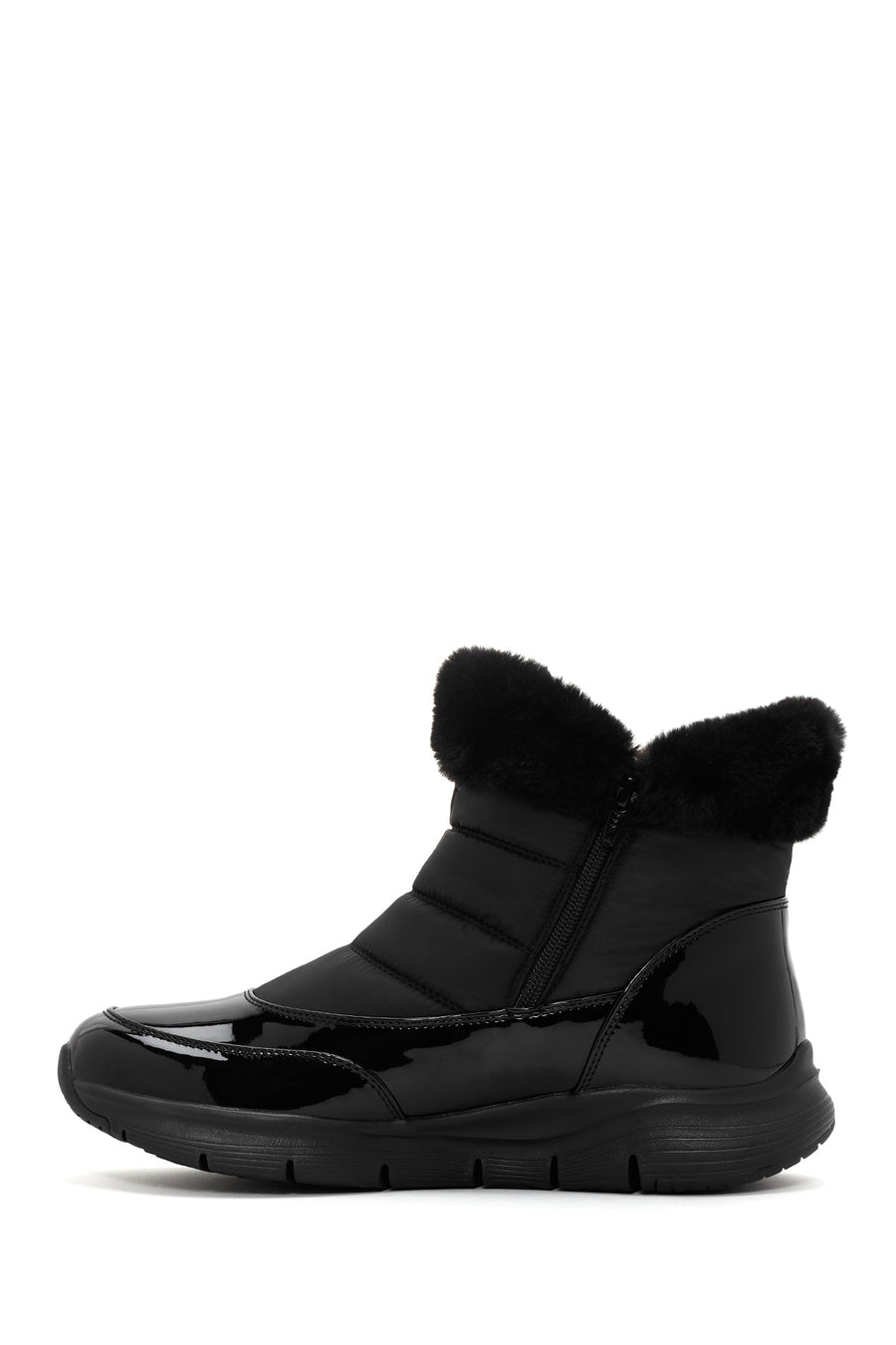 Skechers Women's Black Arch Fit Smooth - Cool Puff Patent Leather Thick Soled Boots