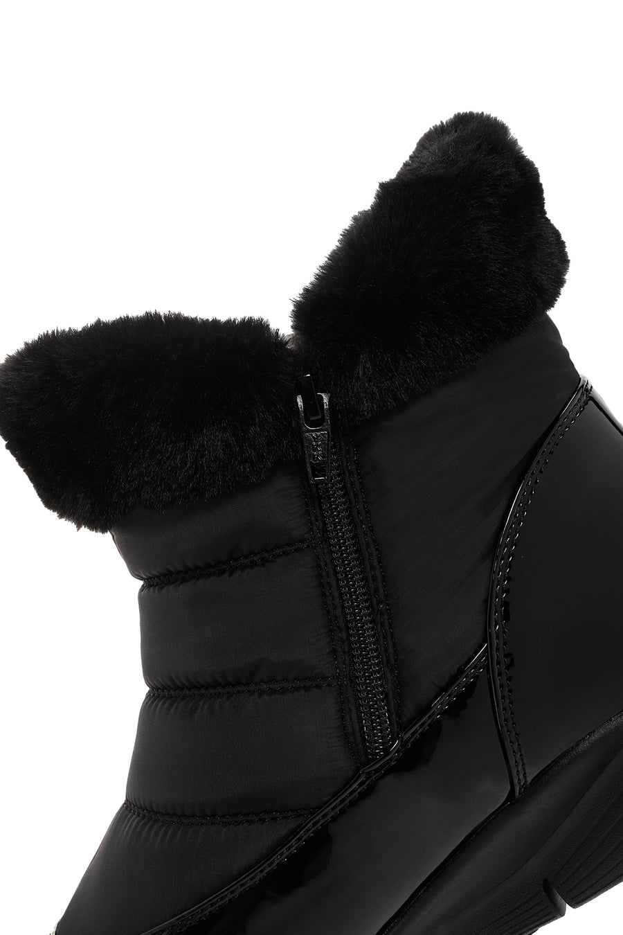 Skechers Women's Black Arch Fit Smooth - Cool Puff Patent Leather Thick Soled Boots