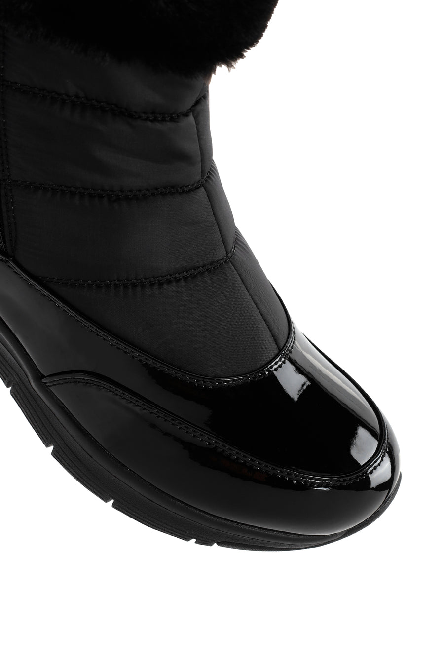 Skechers Women's Black Arch Fit Smooth - Cool Puff Patent Leather Thick Soled Boots
