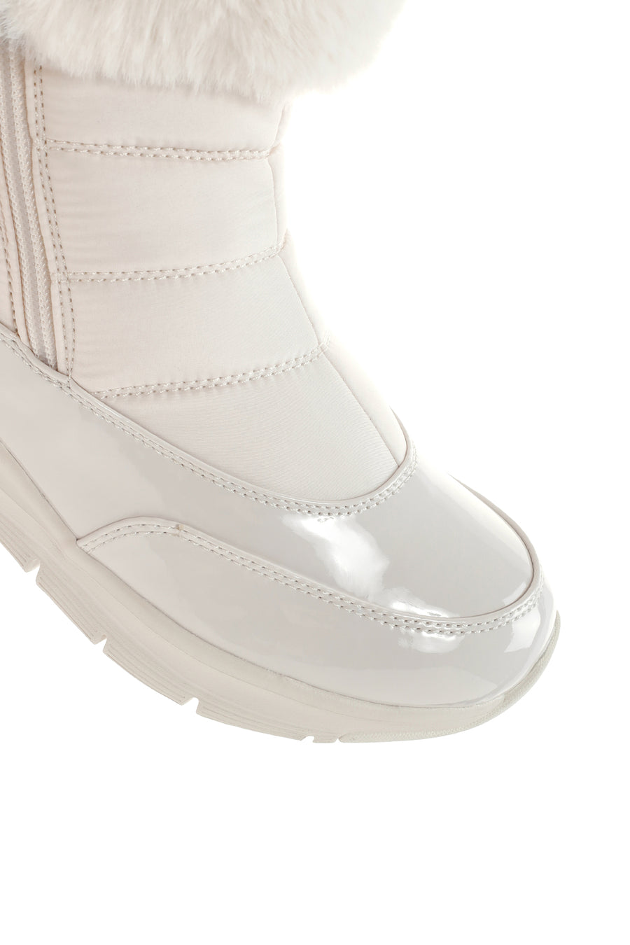 Skechers Women's White Arch Fit Smooth - Cool Puff Patent Leather Thick Soled Boots