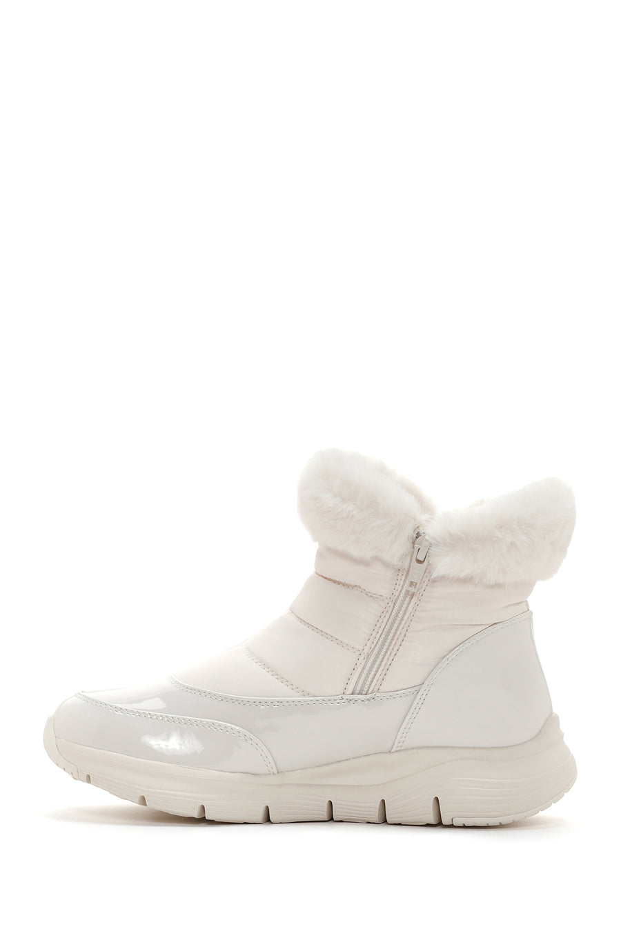 Skechers Women's White Arch Fit Smooth - Cool Puff Patent Leather Thick Soled Boots