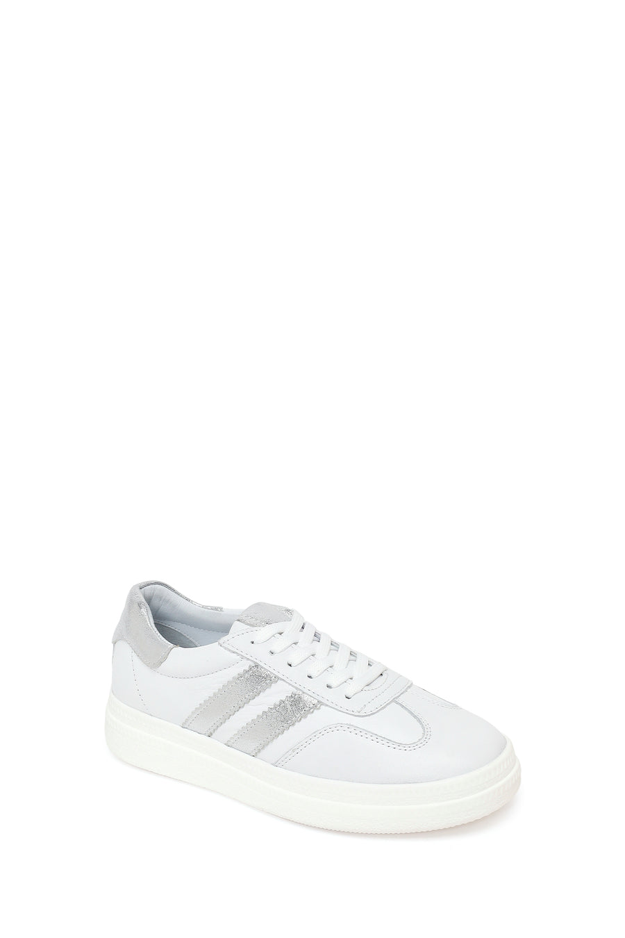 Kadın Beyaz Bağcıklı Deri Sneaker