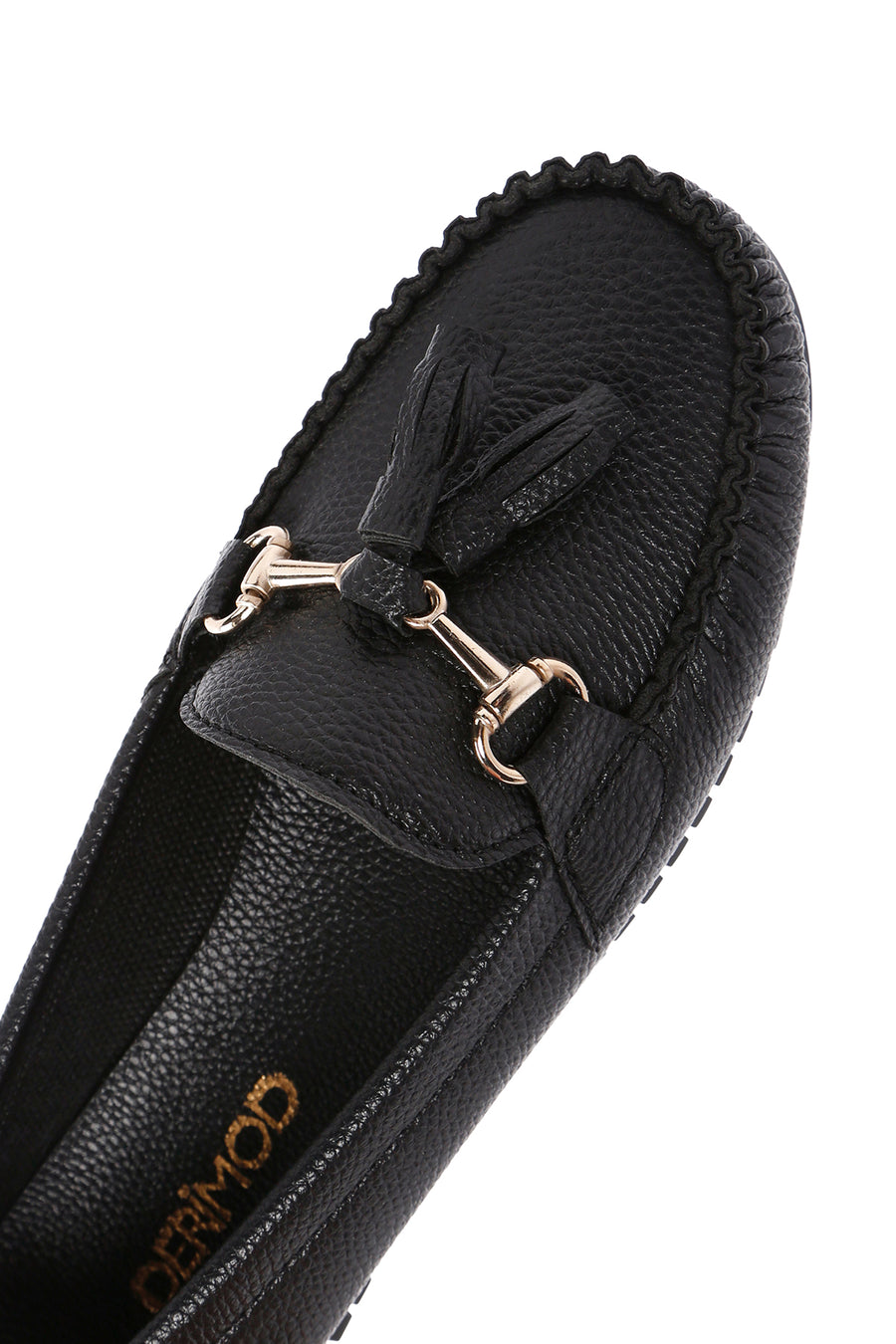 Kadın Siyah Püskül Detaylı Loafer