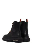 Harley Davidson Woman Black Becky Zip Closure Thick-Soled Leather Combat Boots | Derimod