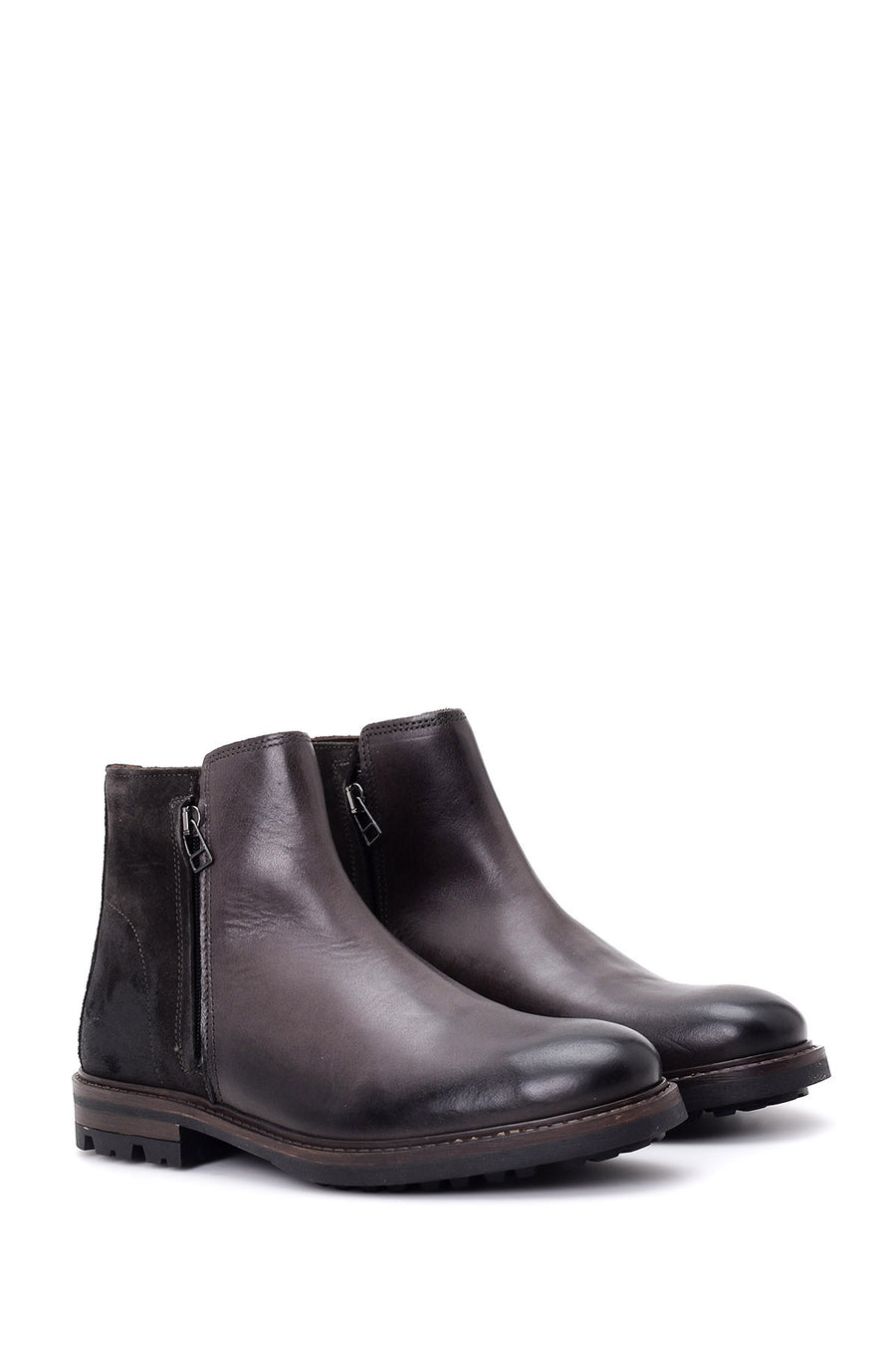 Men's Leather Boots with Suede Detail