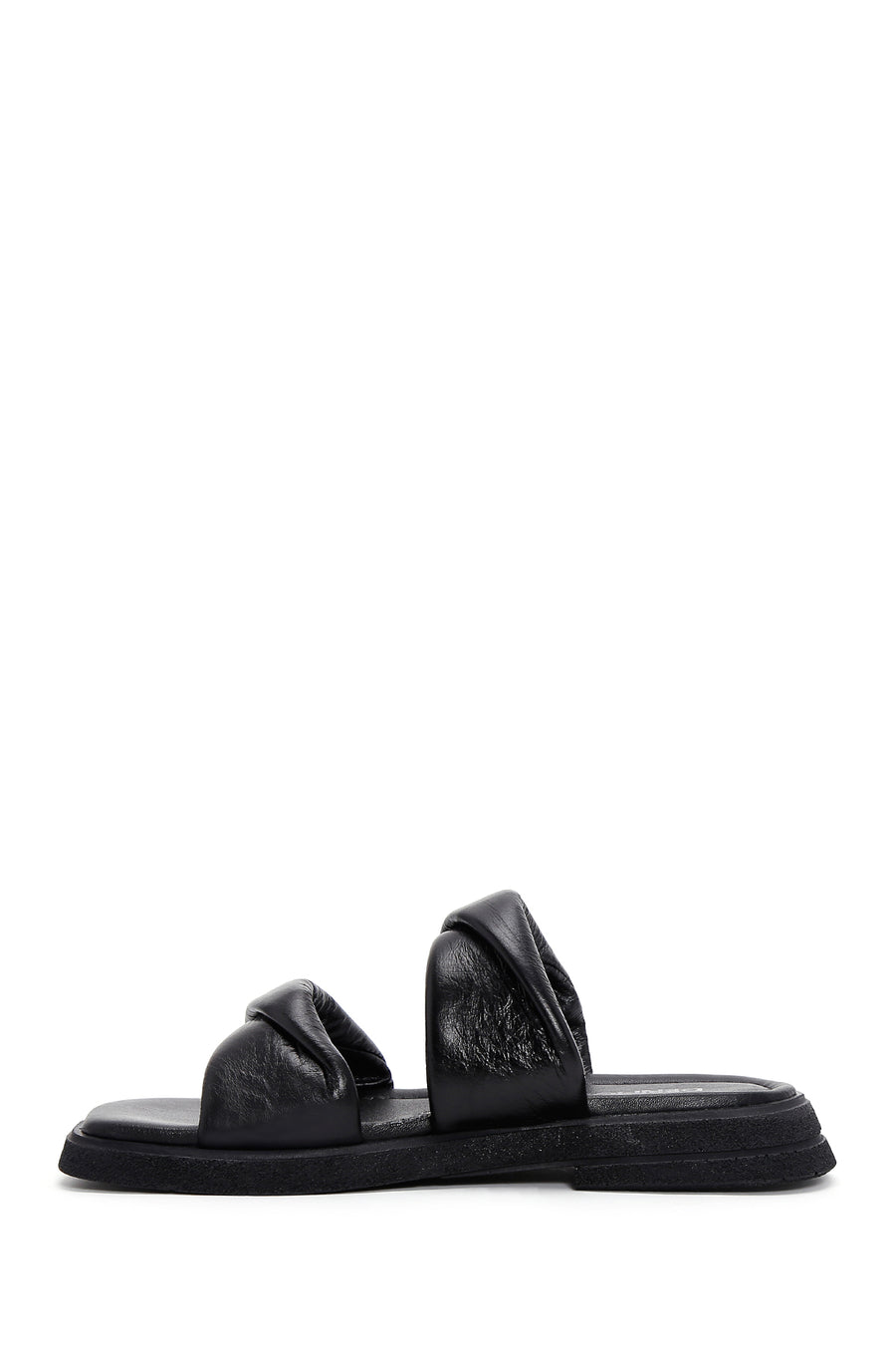 Women's Black Leather Comfort Slippers