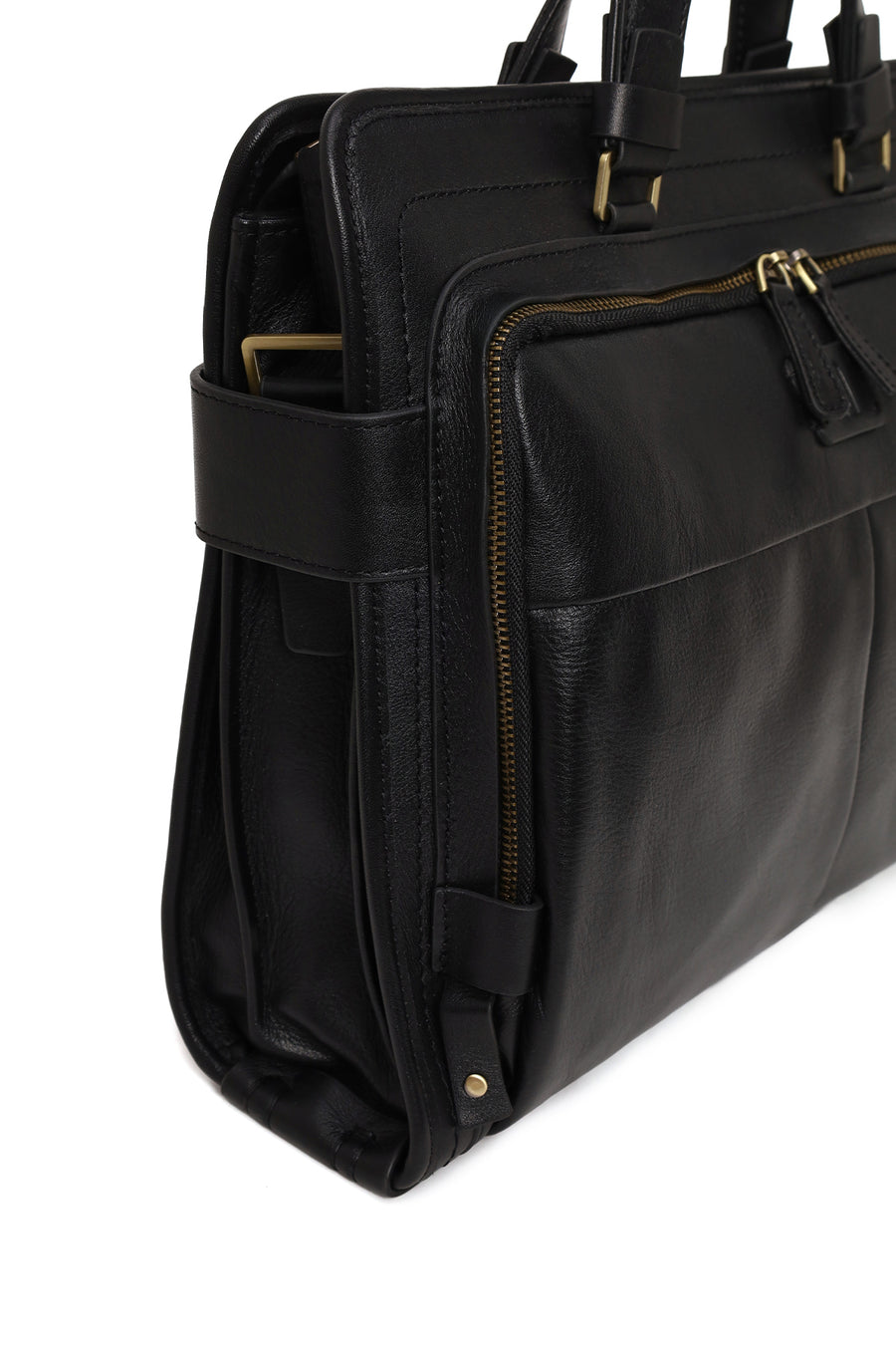Male Black Long Strap Leather Briefcase