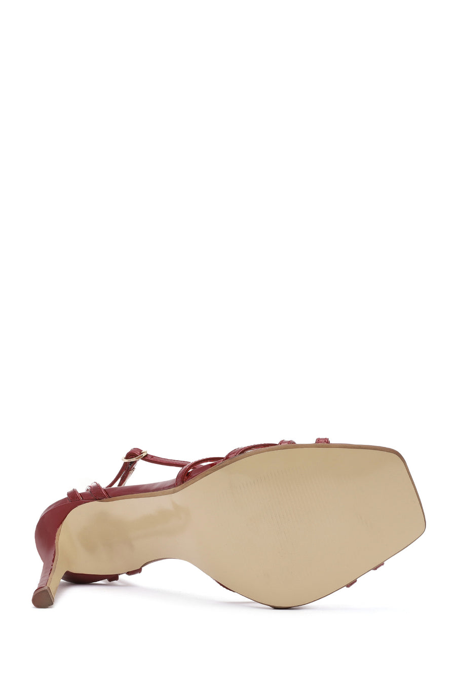 Women's Red Ankle Strap Thin High Heel Patent Leather Sandals