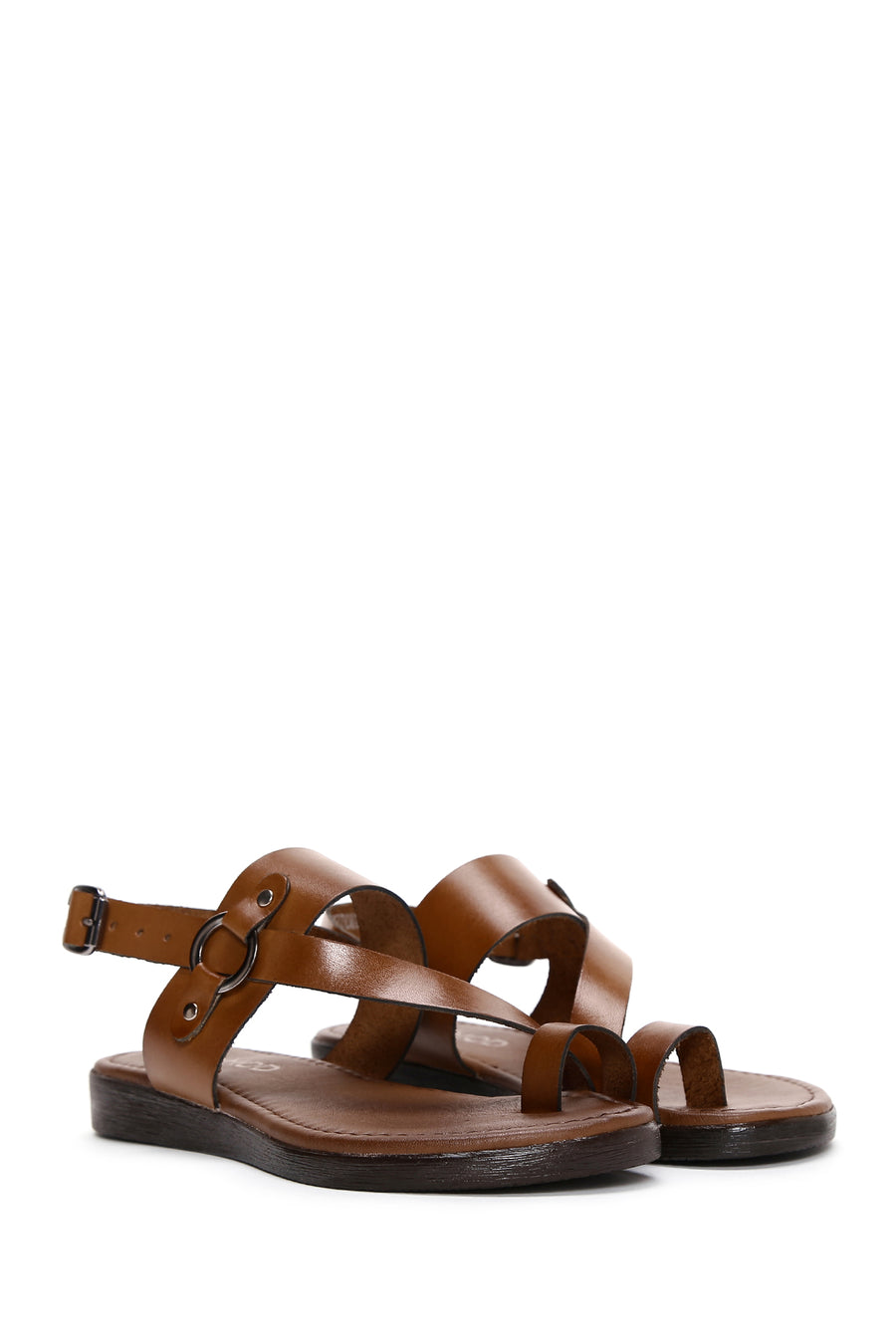Women's Tan Ankle Strap Leather Bodrum Sandals