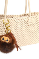 Women's Cream Knitted Charm Shoulder Bag | Derimod