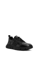 Erkek Siyah Bağcıklı Kalın Tabanlı Deri Casual Sneaker | Derimod