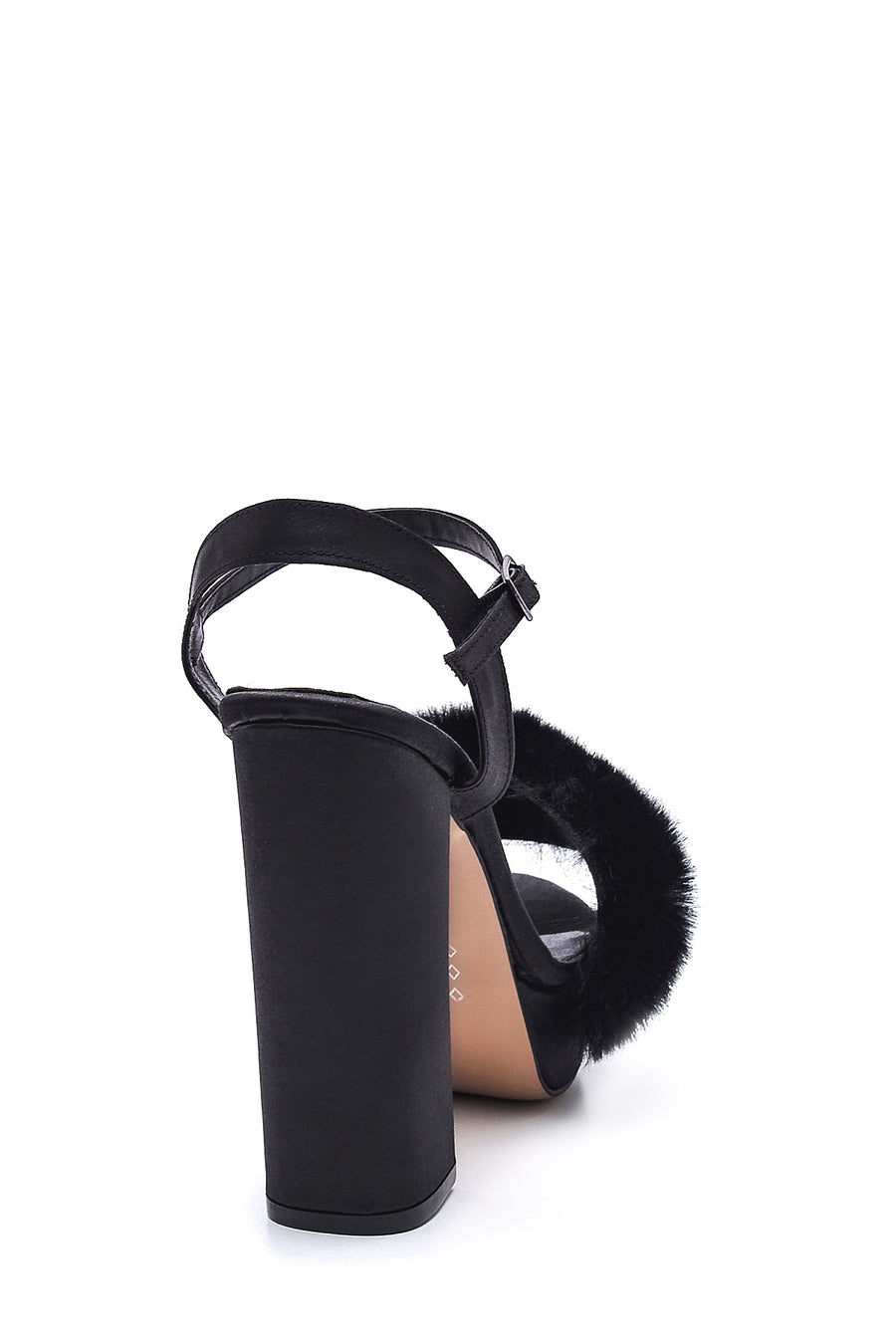 Women's Black Plush Derimod X Whenever Company Heeled Sandals