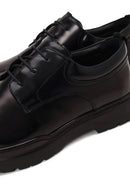 Male Black Lace-Up Thick-Soled Leather Casual Shoes | Derimod
