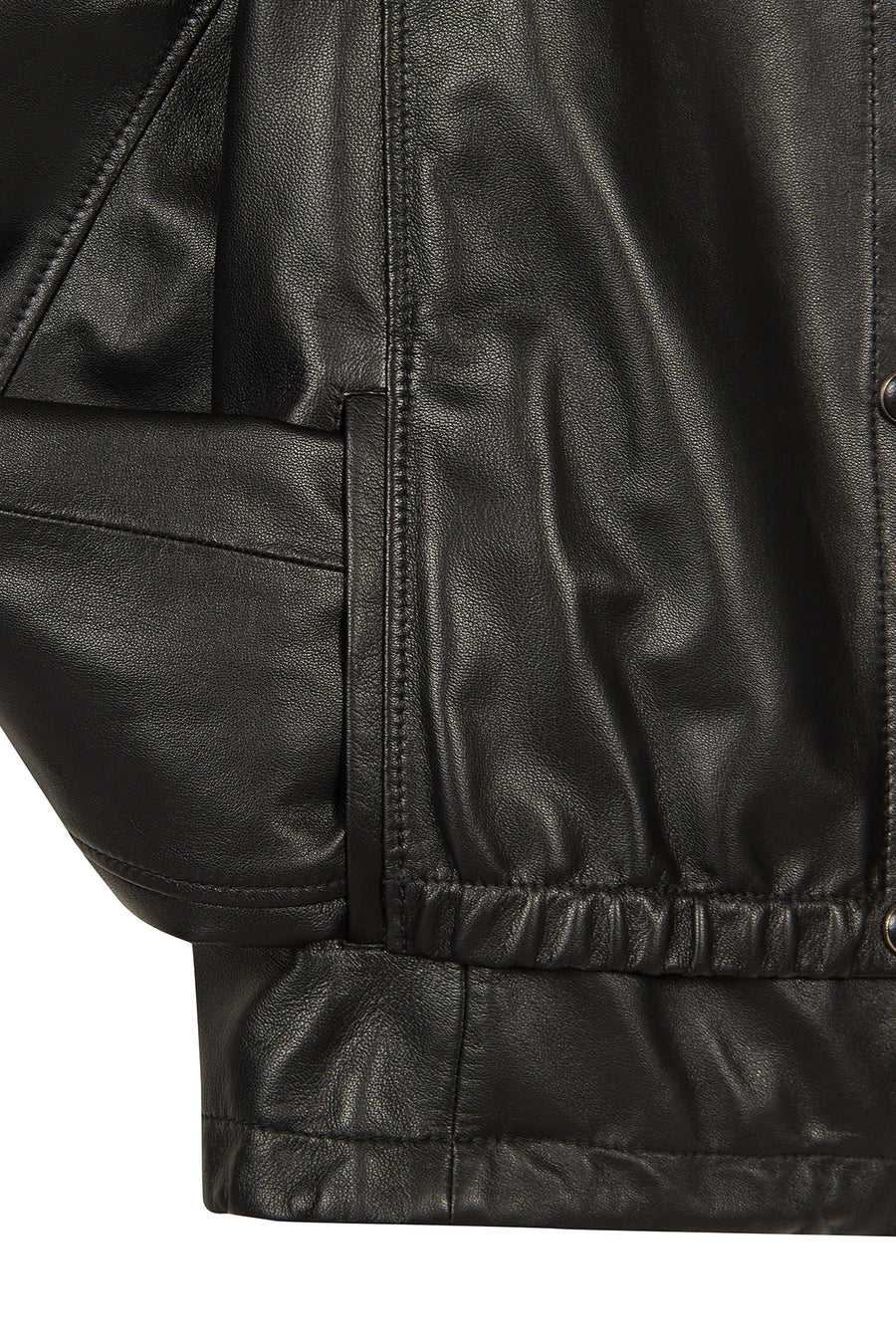 Veronik Woman Black Mandarin Collar Leather Jacket