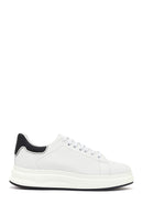 Men's White Lace-up Thick-Sole Leather Sneaker | Derimod