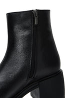 Women's Black Leather Zippered Heeled Boots | Derimod
