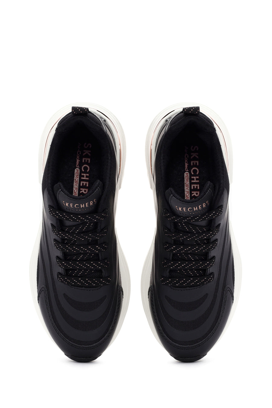 Skechers Women's Black Hazel - Step N Flow Lace Up Thick Soled Sneaker