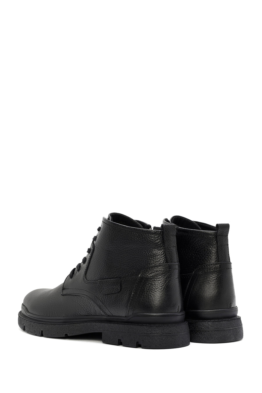Male Black Zip Closure Leather Casual Boots