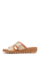 Woman Tan Leather Comfort Slipper | Derimod