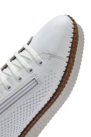 Woman White Lace-Up Leather Sneaker | Derimod