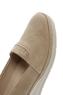 Kadın Bej Dolgu Topuklu Süet Deri Comfort Loafer | Derimod