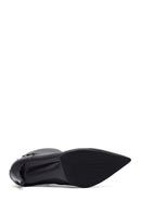 Woman Black Zippered Stiletto Heels Leather Boat | Derimod