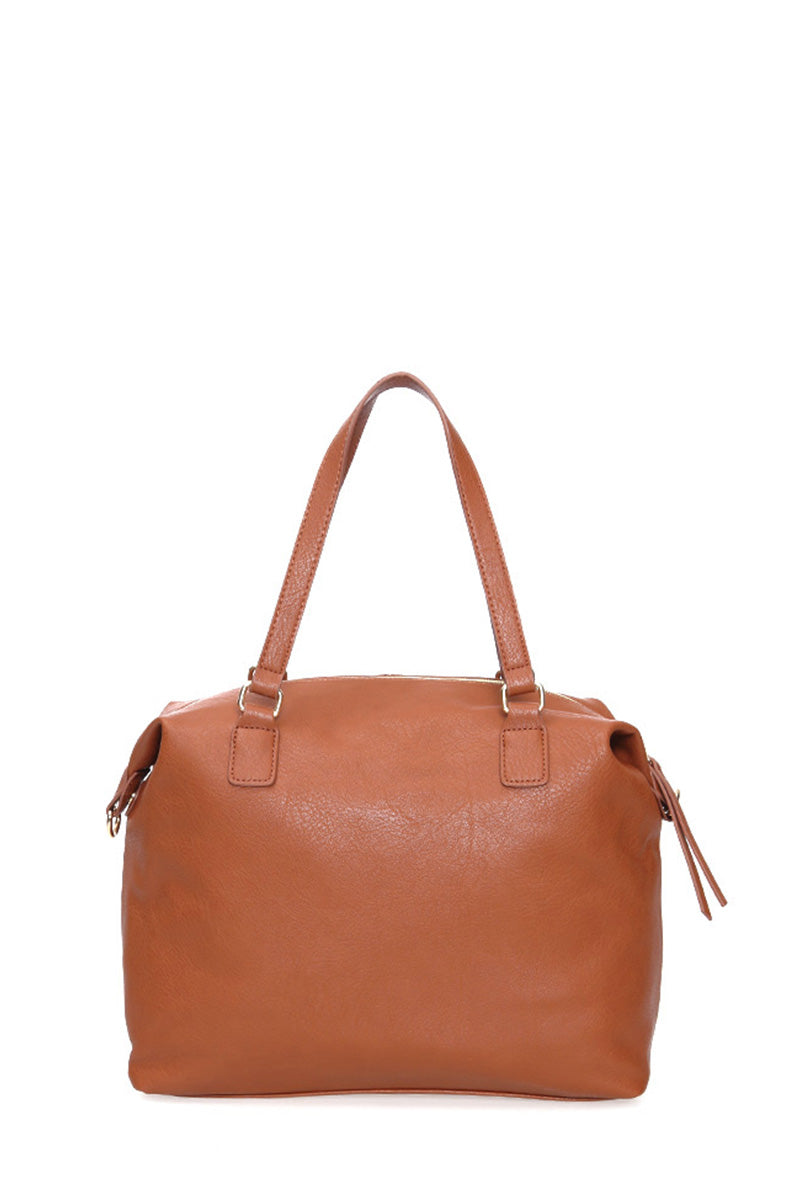 Women's Tan Synthetic Leather Shoulder Bag