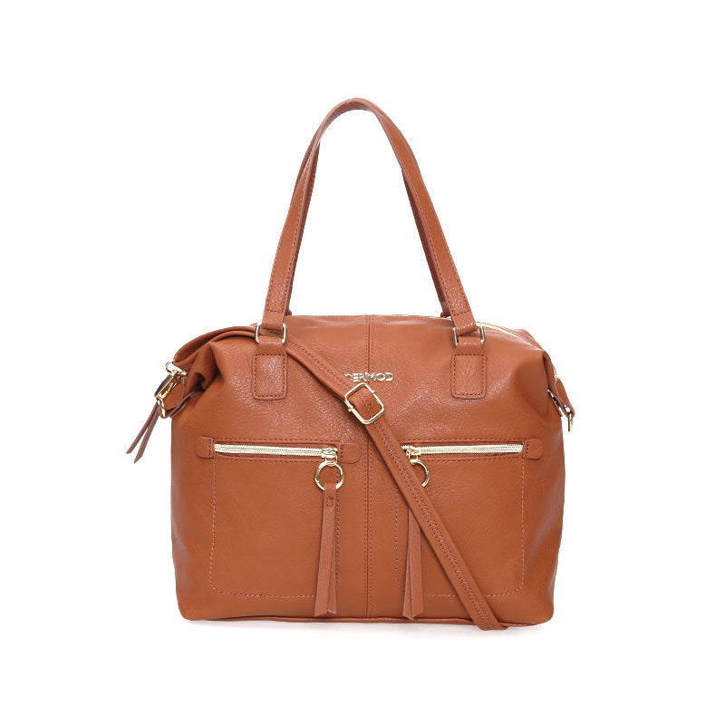 Women's Tan Synthetic Leather Shoulder Bag