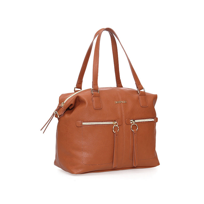 Women's Tan Synthetic Leather Shoulder Bag