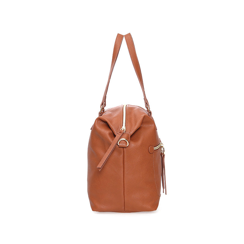 Women's Tan Synthetic Leather Shoulder Bag