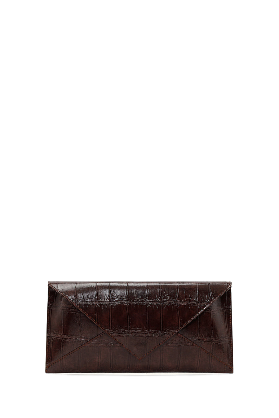 Woman Brown Croc-Pattern Clutch Bag AB57000951 | Derimod