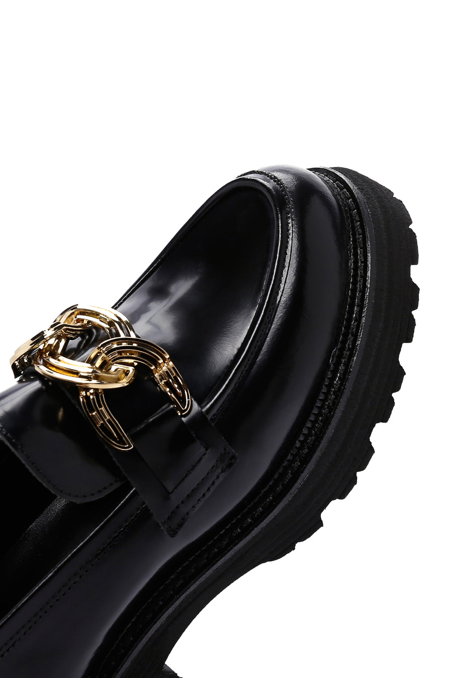 Kadın Siyah Rugan Deri Tokalı Casual Loafer